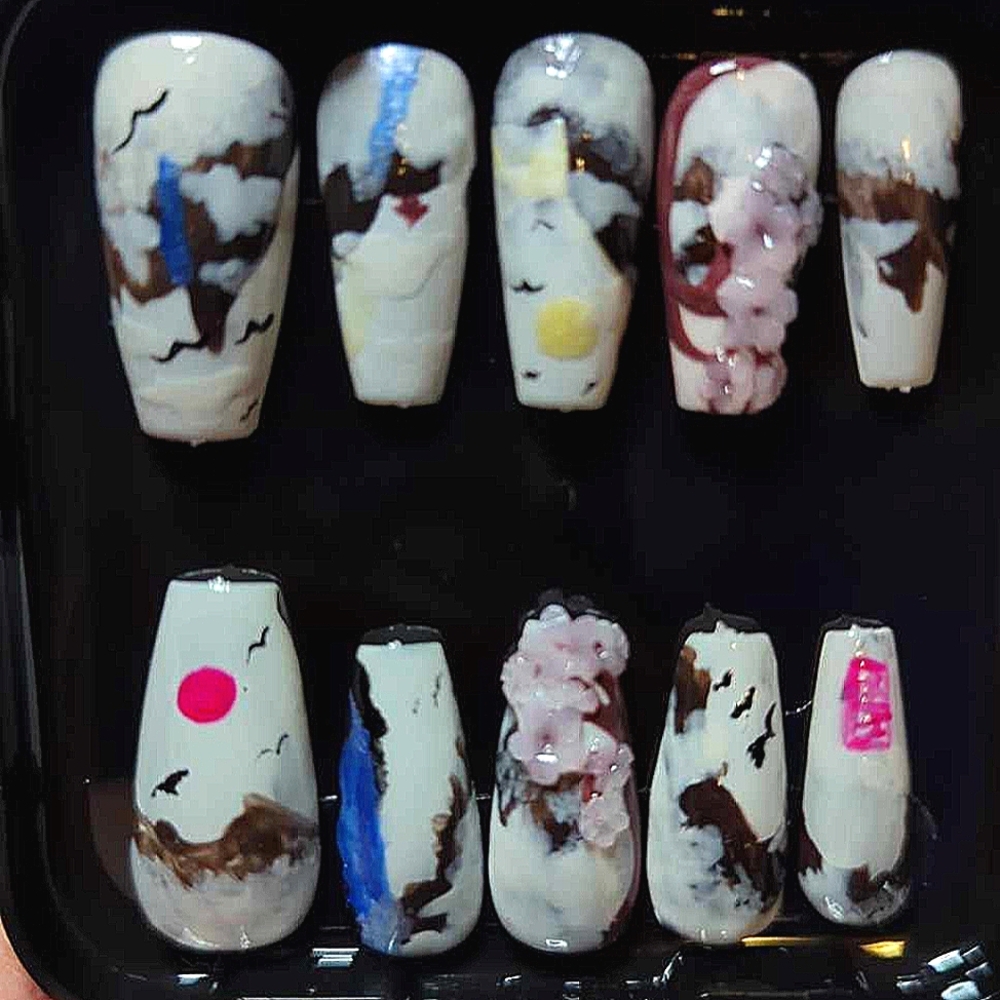 Traditional Hand Painted Japanese Custom Press On Nail Art